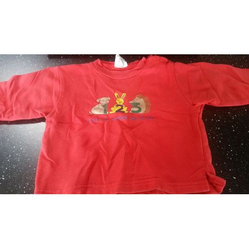 Pull C'est La Rentre Des Bbs Rouge Col Rond 74 Chien Lapin Hrisson