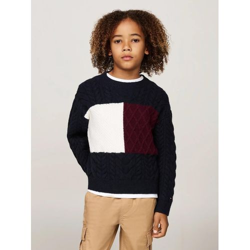 Pull Colour-Block En Maille Torsade Colorblock Sweater/Navy Blue - 176 Cm