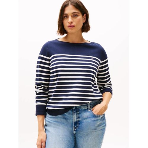 Pull Curve En Maille Fine De Jersey Crv Co Jersey Stitch Ls B-Nk Swt/Dark Night Navy/Ivory Petal Stp - 54