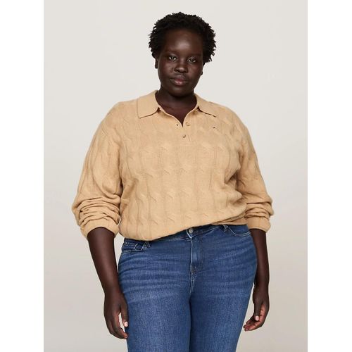 Pull Dcontract Curve Pure Laine  Col Polo Crv Soft Wool Cable Polo Ls Swt/Classic Khaki - 48