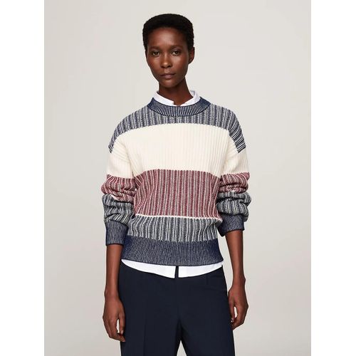 Pull Dcontract Emblmatique En Laine Global Stp Aop Ls C-Nk Swt/Navy Blue - L