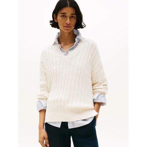 Pull Dcontract En Maille Torsade Col En V Soft Co Cable Rlx V-Nk Ls Swt/Ivory Petal - Xs
