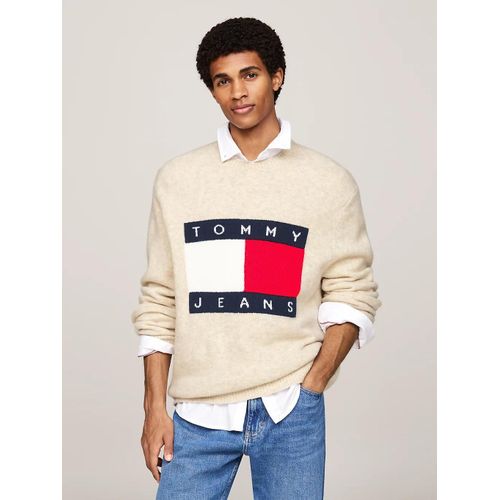 Pull Effet Chin Avec Laine  Badge Drapeau Tjm Reg Melange Flag Sweater/Newsprint Melange - S