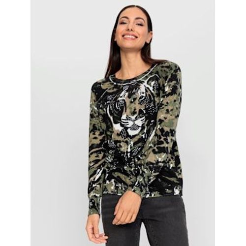 Pull En Coton Imprim Animal Dcoratif - Rick Cardona - Kaki-Noir Imprim