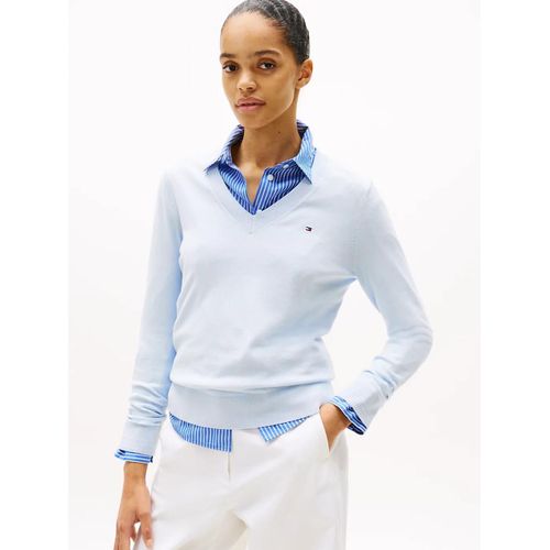 Pull En Maille Fine  Col En V Co Jersey Stitch Ls V-Nk Sweater/Sky Blue - M