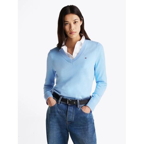 Pull En Maille Fine  Col En V Co Jersey Stitch Ls V-Nk Sweater/Vessel Blue - M