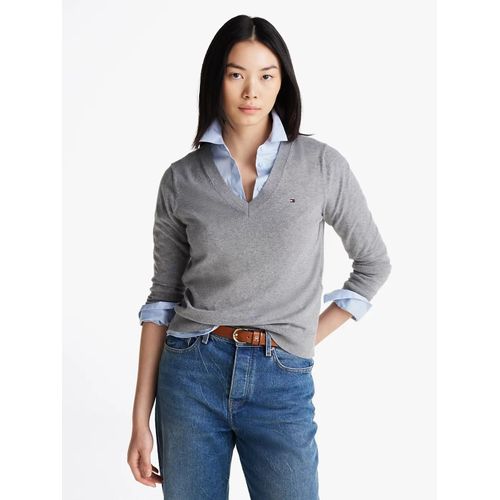 Pull En Maille Fine  Col En V Co Jersey Stitch Ls V-Nk Sweater/Mid Grey Heather - S