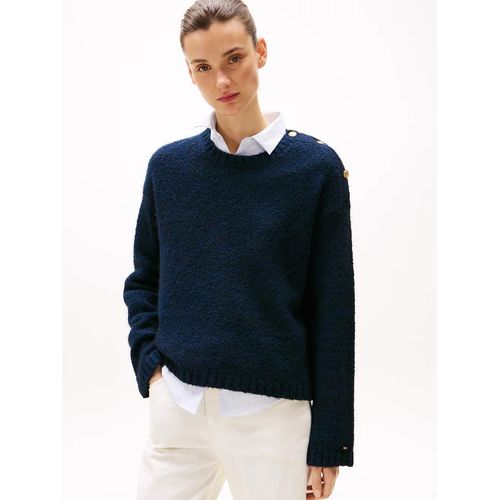 Pull En Maille Texture  Boutons  L'paule Textured C-Nk Ls Swt/Dark Blue - L