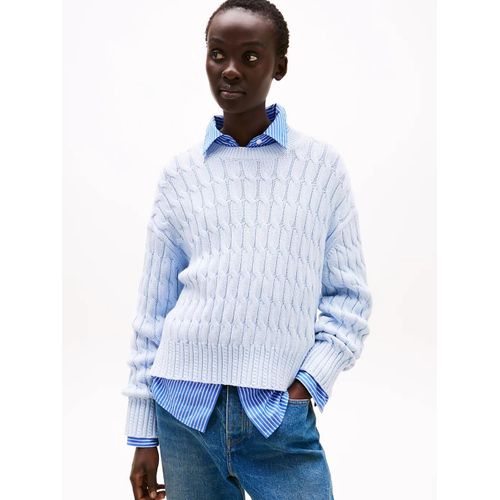 Pull En Maille Torsade  Col Ras-Du-Cou Soft Co Cable C-Nk Ls Swt/Sky Blue - L