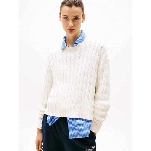 Pull En Maille Torsade  Col Ras-Du-Cou Soft Co Cable C-Nk Ls Swt/Ivory Petal - L