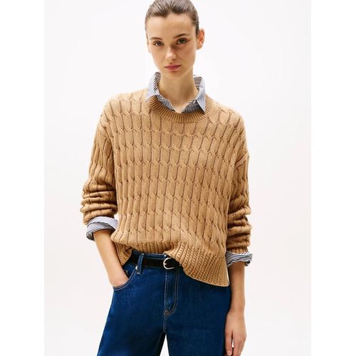 Pull En Maille Torsade  Col Ras-Du-Cou Soft Co Cable C-Nk Ls Swt/Safari Canvas - Xxxl