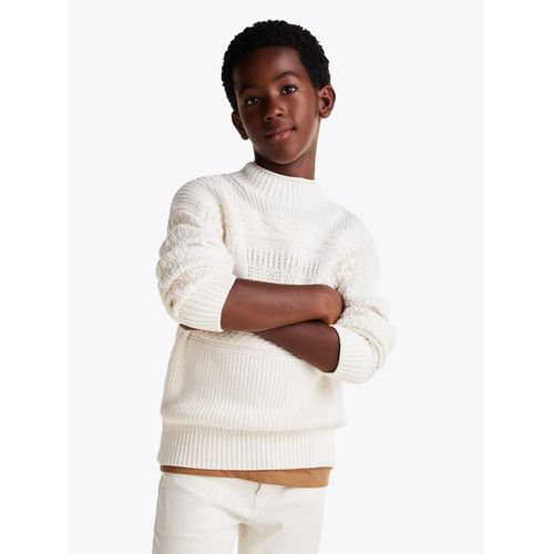 Pull En Maille Torsade  Col Roul Et Drapeau Flag Cable Turtleneck/Beige - 140 Cm