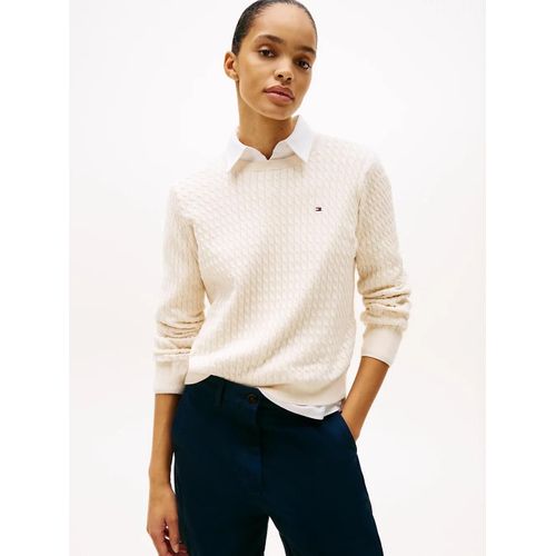 Pull En Maille Torsade Fine Co Cable Fine Gg C-Nk Ls Swt/Heather Ivory Petal - M