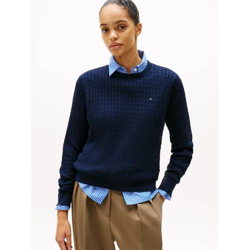 Pull En Maille Torsade Fine Co Cable Fine Gg C-Nk Ls Swt/Dark Blue - Xl
