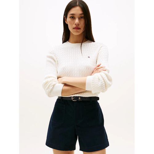 Pull En Maille Torsade Fine Co Cable Fine Gg C-Nk Ls Swt/Ivory Silk - L