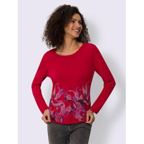 Pull En Tricot Fin Avec Motif Paisley - Linea Tesini - Rouge-Noir Imprim