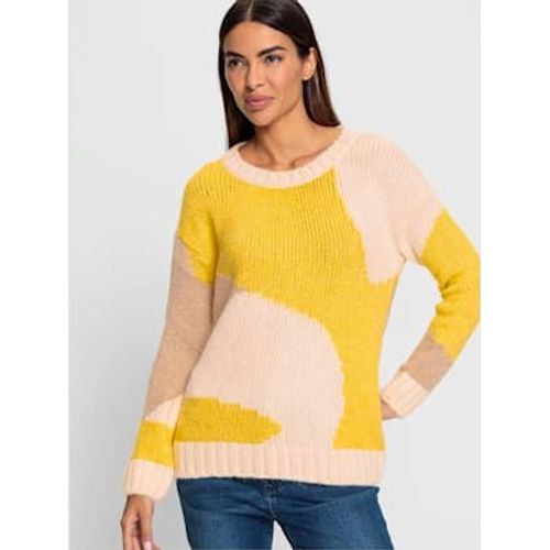 Pull En Tricot Motif Color Block Tendance - Rick Cardona - Jaune Soleil-Champagne  Motifs