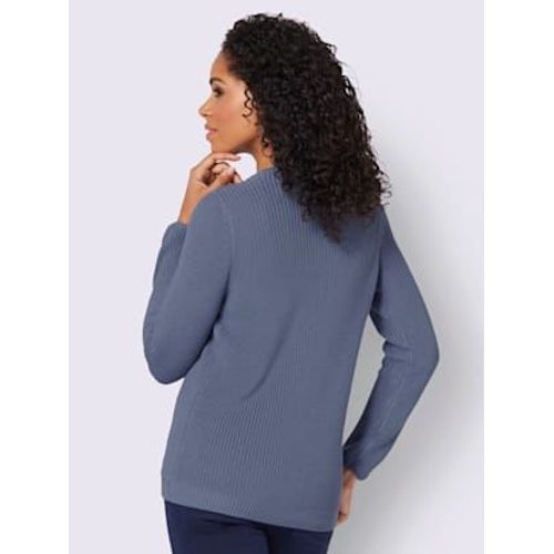 Pull Encolure Ronde 50% Coton - Collection L - Bleu Tourterelle