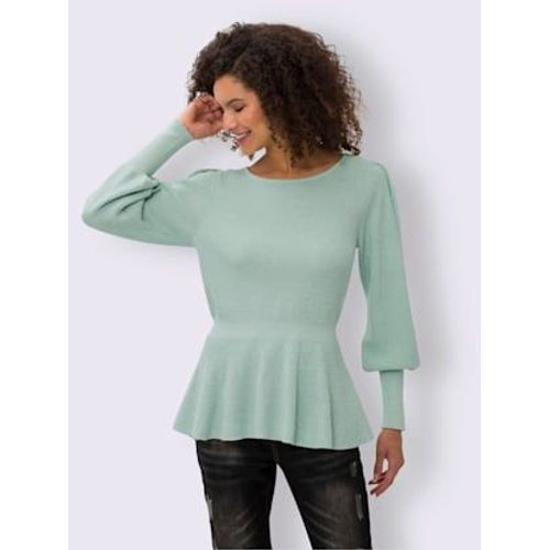 Pull Encolure Ronde Agrables  Porter - Linea Tesini - Menthe-cru Chin