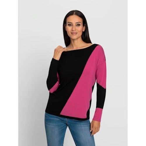 Pull Encolure Ronde Motif Graphique - Rick Cardona - Noir-Fuchsia  Motifs