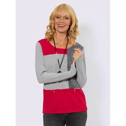 Pull Encolure Ronde Qualit Bien-tre - Collection L - Rouge-Gris  Motifs
