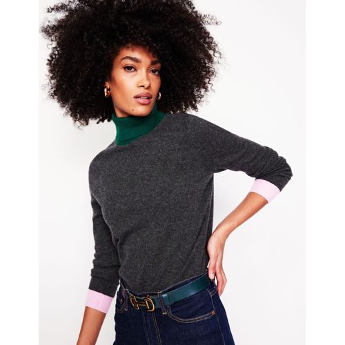 Pull Eva  Col Roul En Cachemire-Anthracite Chin, Colourblock