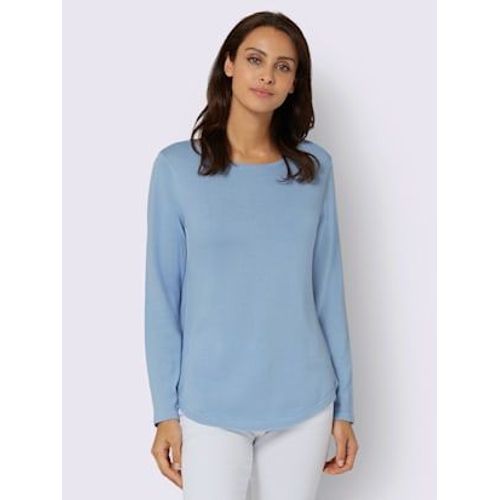 Pull Femme Basique lgant En Coton Pima - - Bleu Glacier