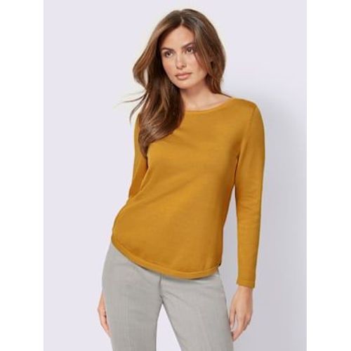 Pull Femme Basique lgant En Coton Pima - - Jaune Curry