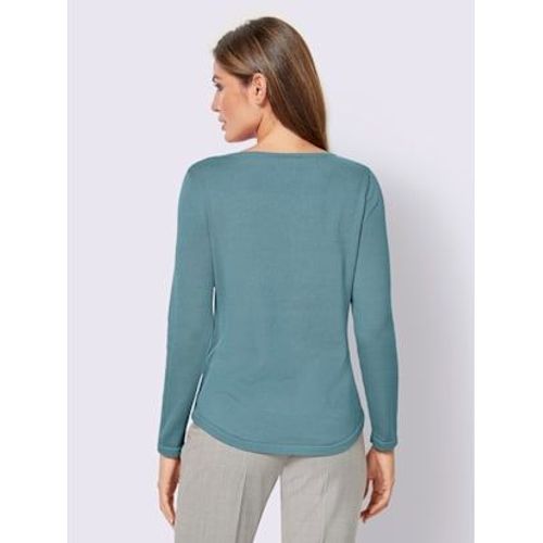 Pull Femme Basique lgant En Coton Pima - - Turquoise Fonc