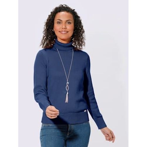 Pull Femme Col Roul Manches Ourlet Avec Finitions Cteles - Collection L - Bleu Roi