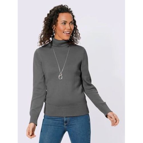 Pull Femme Col Roul Manches Ourlet Avec Finitions Cteles - Collection L - Gris Chin