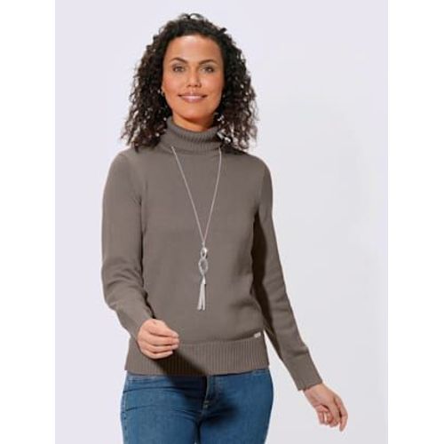Pull Femme Col Roul Manches Ourlet Avec Finitions Cteles - Collection L - Taupe Chin