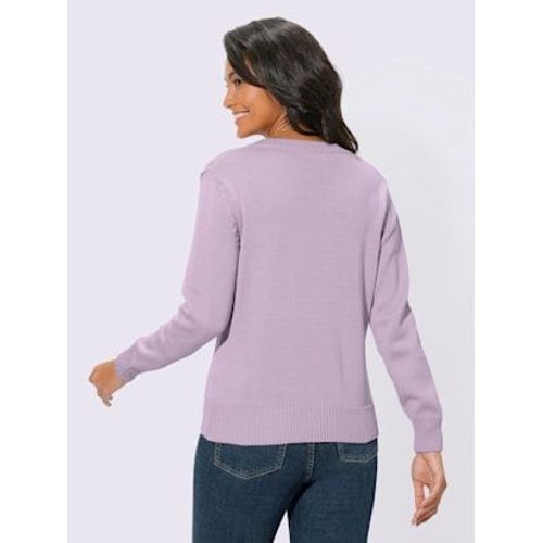 Pull Femme Coupe Classique Col En V Finitions Cteles - Collection L - Parme