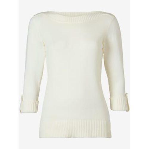 Pull Femme Manches 3/4 Revers Boutonns - Collection L - Blanc Cass