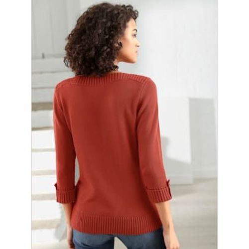 Pull Femme Manches 3/4 Revers Boutonns - Collection L - Rouille