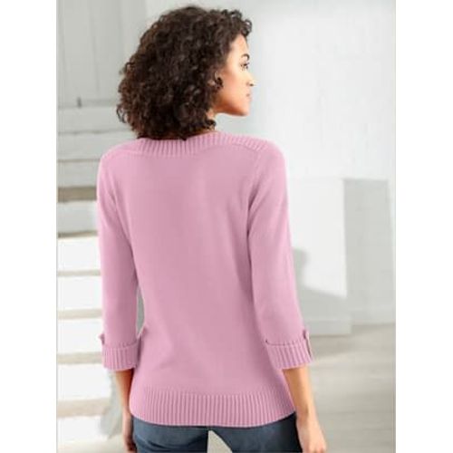 Pull Femme Manches 3/4 Revers Boutonns - Collection L - Vieux Rose