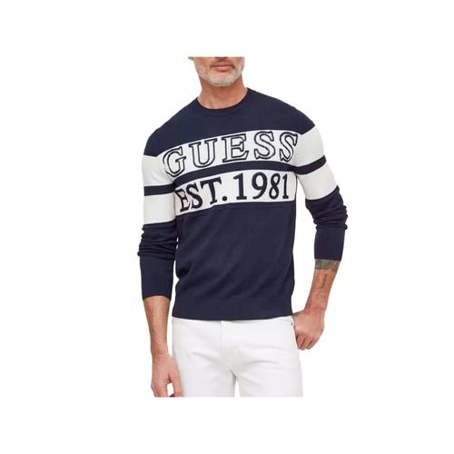 Pull Guess Logo Est 1981 Homme Bleu