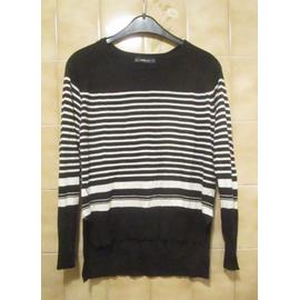 Pull noir et blanc l ger rayures horizontales Zara Knit T. 36