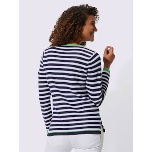 Pull Pur Coton - Collection L - Marine-Blanc  Rayures