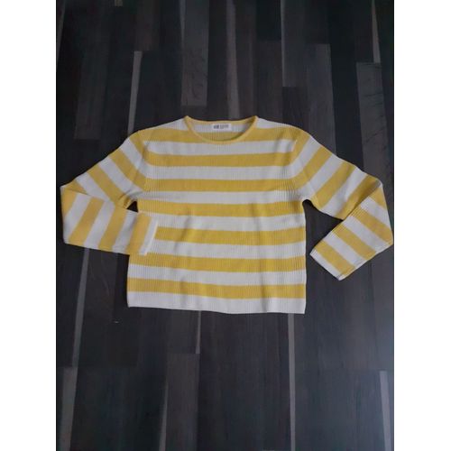 Pull Ray Jaune Et Blanc 10 Ans H&m Neuf