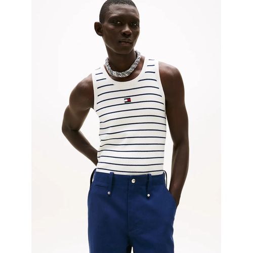 Pull Sans Manches Avec Cachemire The Runway Collection Cashmere Vest/Ecru / Carbon Navy Stripe - M