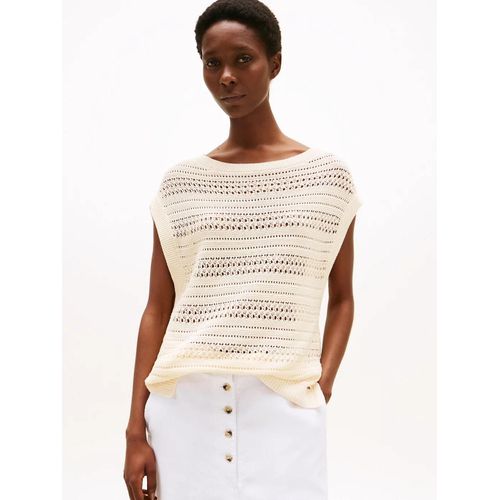 Pull Sans Manches Dcontract En Crochet Crochet Open-Nk Sl Swt/Desert Sand Dune - M