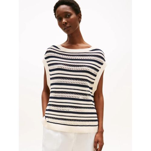 Pull Sans Manches Dcontract En Crochet Crochet Open-Nk Sl Swt/Desert Sand Dune/Dark N N Stp - Xxxl