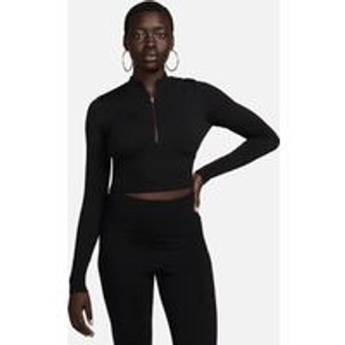 Pull Slim Court  Demi-Zip Et Manches Longues Nike Sportswear Chill Knit Pour Femme - Noir