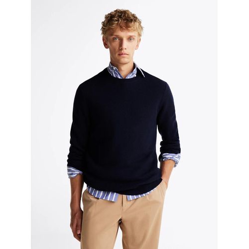 Pull Smart Casual En Pure Laine Dc Merino Structured Sweater/Navy Blue - Xxxl