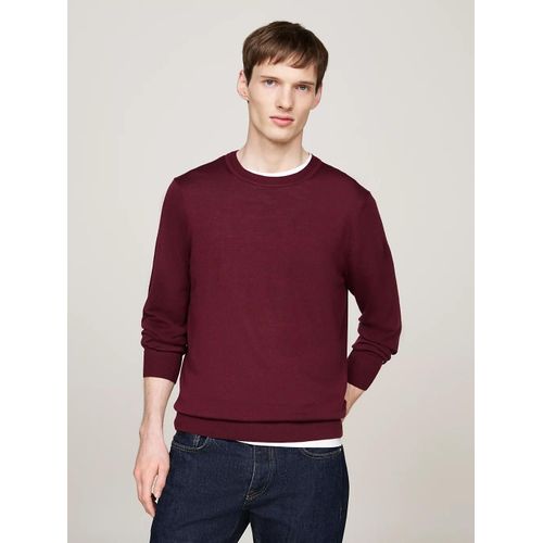 Pull Smart Casual En Pure Laine Dc Fine Gauge Merino Crew Nk/Burgundy - Xs
