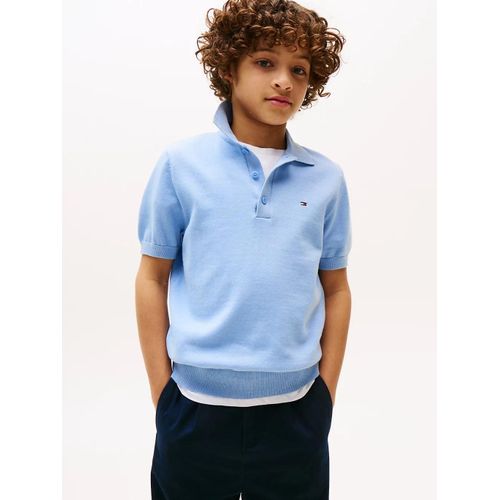 Pull Style Polo  Manches Courtes En Maille Cotton Polo Sweater Ss/Cloudy Blue - 122 Cm