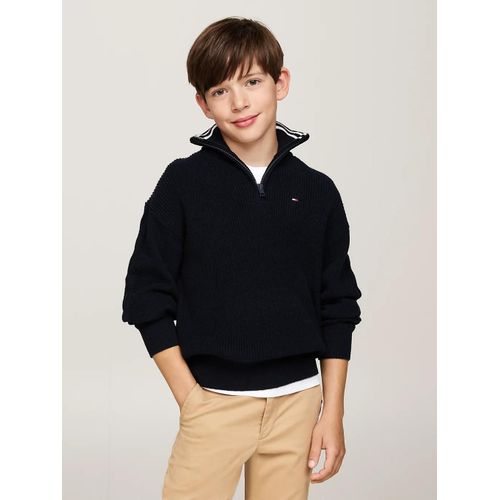 Pull Zipp  Col Roul Turtleneck Half Zip Sweater/Navy Blue - 80 Cm