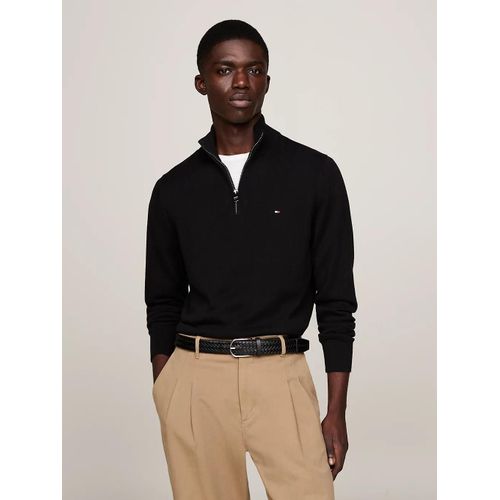 Pull Zipp Avec Cachemire  Col Chemine Pima Org Ctn Cashmere Zip Mock/Black - Xxl