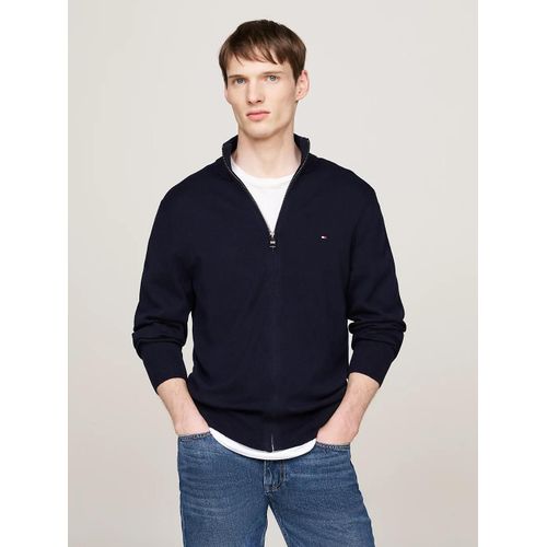 Pull Zipp Avec Cachemire  Col Haut Pima Org Ctn Cashmere Zip Thru/Navy Blue - Xs